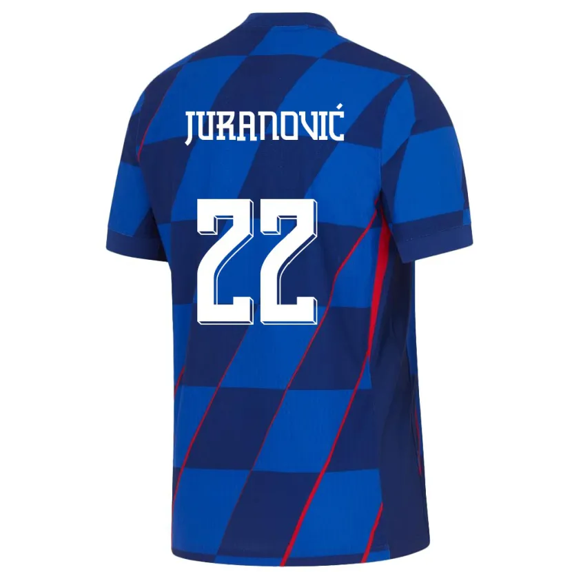 Danxen Mulher Camisola Croácia Josip Juranovic #22 Azul Alternativa 24-26 Camisa