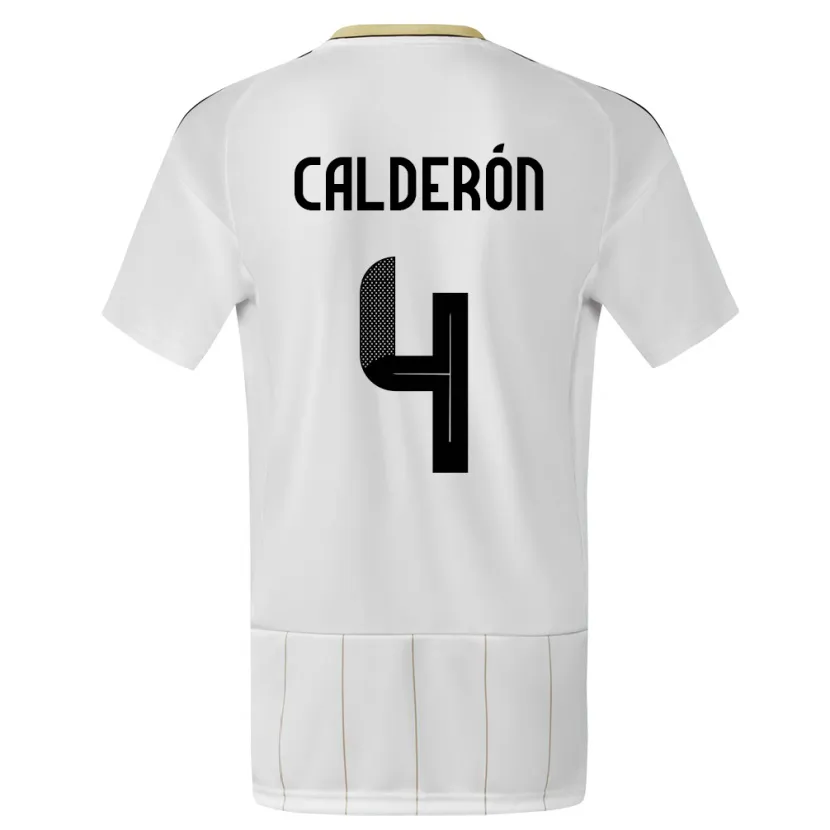 Danxen Mulher Camisola Costa Rica Brandon Calderon #4 Branco Alternativa 24-26 Camisa
