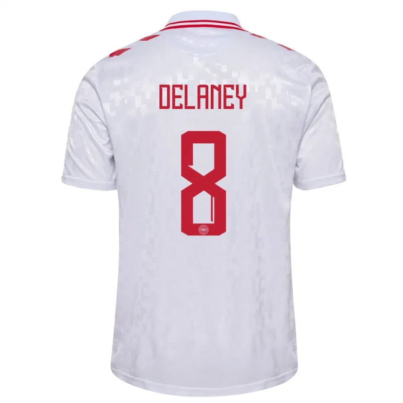 Danxen Mulher Camisola Dinamarca Thomas Delaney #8 Branco Alternativa 24-26 Camisa