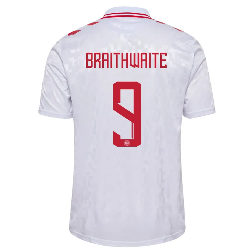Danxen Mulher Camisola Dinamarca Martin Braithwaite #9 Branco Alternativa 24-26 Camisa