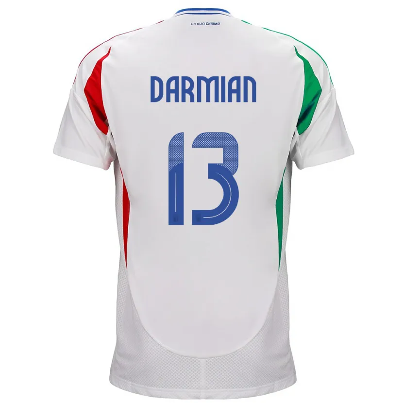 Danxen Mulher Camisola Itália Matteo Darmian #13 Branco Alternativa 24-26 Camisa