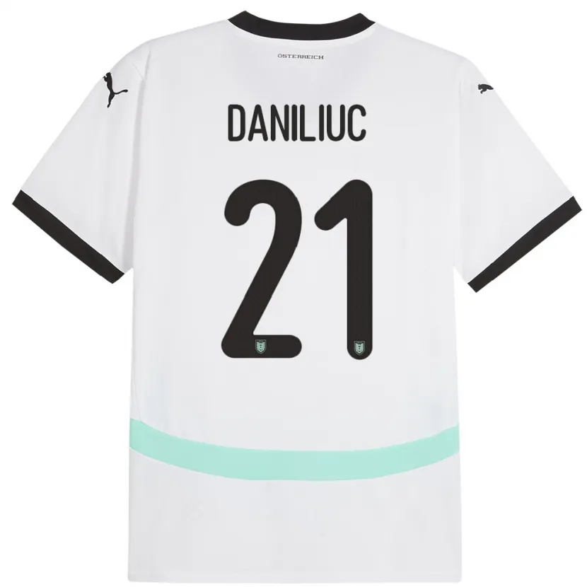 Danxen Mulher Camisola Áustria Flavius Daniliuc #21 Branco Alternativa 24-26 Camisa