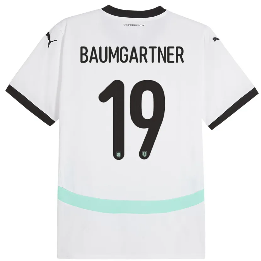 Danxen Mulher Camisola Áustria Christoph Baumgartner #19 Branco Alternativa 24-26 Camisa