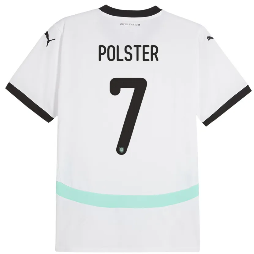 Danxen Mulher Camisola Áustria Manuel Polster #7 Branco Alternativa 24-26 Camisa