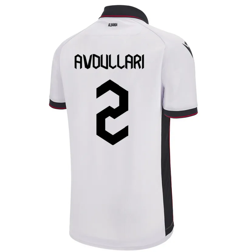 Danxen Mulher Camisola Albânia Davide Avdullari #2 Branco Alternativa 24-26 Camisa