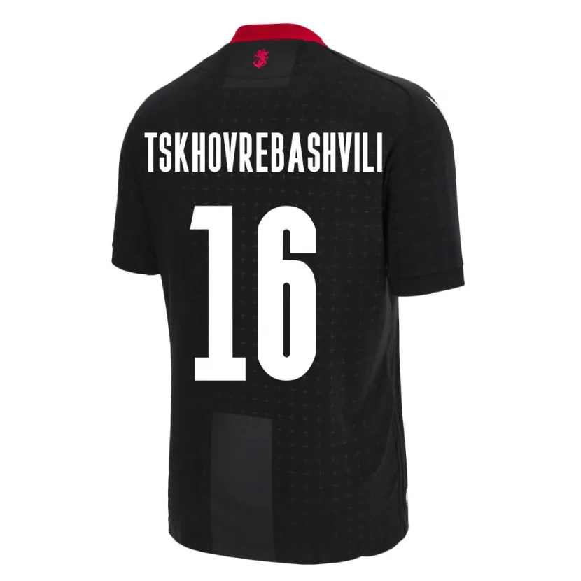 Danxen Mulher Camisola Geórgia Nikoloz Tskhovrebashvili #16 Preto Alternativa 24-26 Camisa