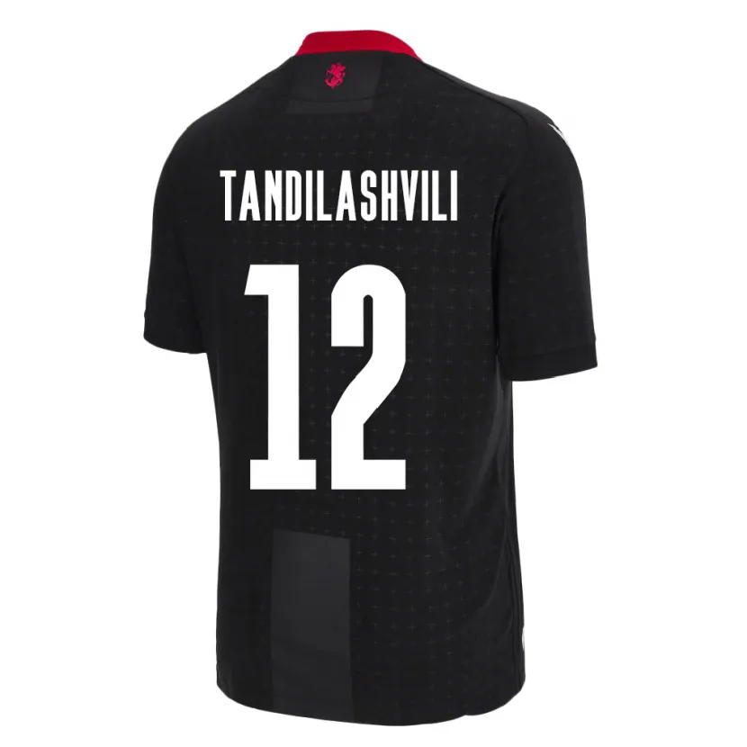 Danxen Mulher Camisola Geórgia Levan Tandilashvili #12 Preto Alternativa 24-26 Camisa