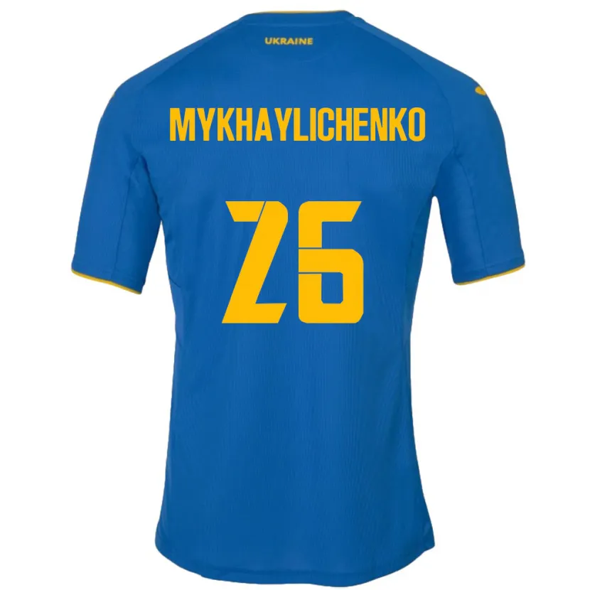 Danxen Mulher Camisola Ucrânia Bogdan Mykhaylichenko #26 Azul Alternativa 24-26 Camisa