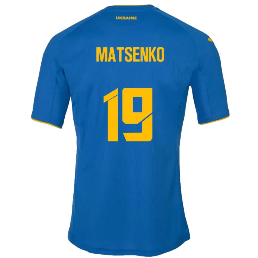 Danxen Mulher Camisola Ucrânia Yegor Matsenko #19 Azul Alternativa 24-26 Camisa