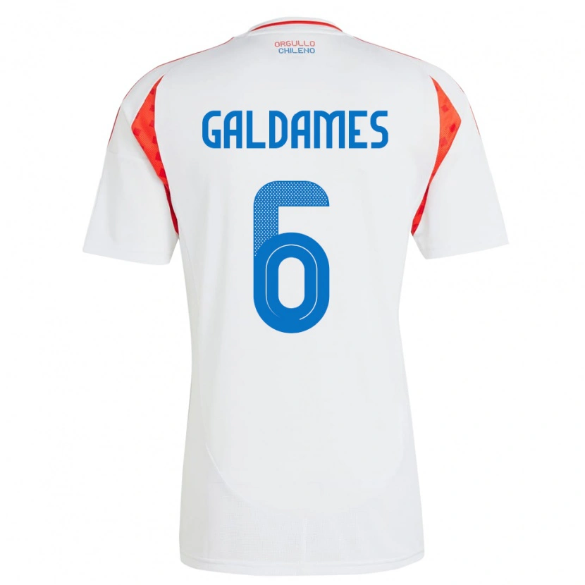 Danxen Mulher Camisola Chile Thomas Galdames #6 Branco Alternativa 24-26 Camisa