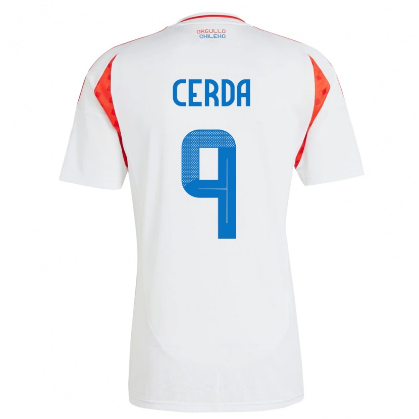 Danxen Mulher Camisola Chile Axel Cerda #9 Branco Alternativa 24-26 Camisa