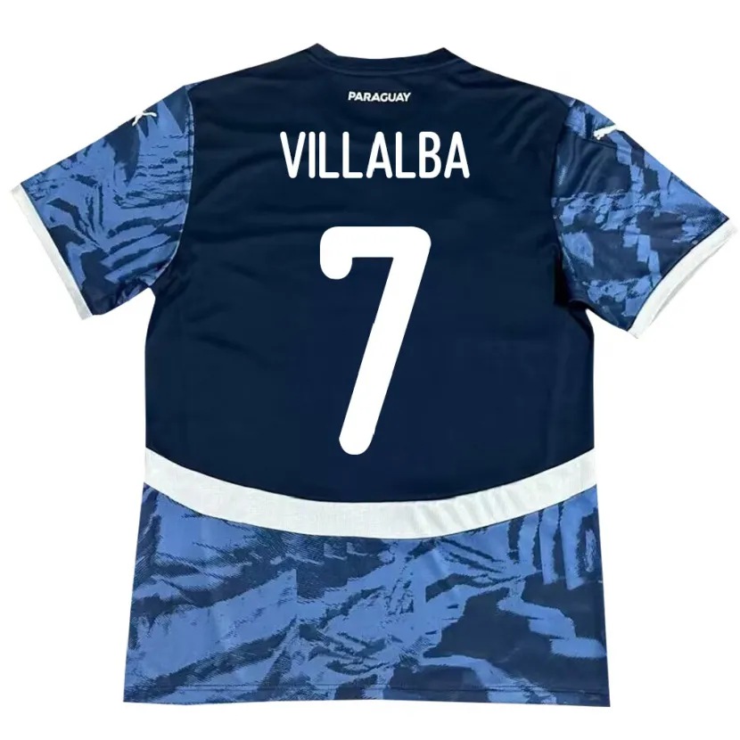 Danxen Mulher Camisola Paraguai Rodrigo Villalba #7 Azul Alternativa 24-26 Camisa