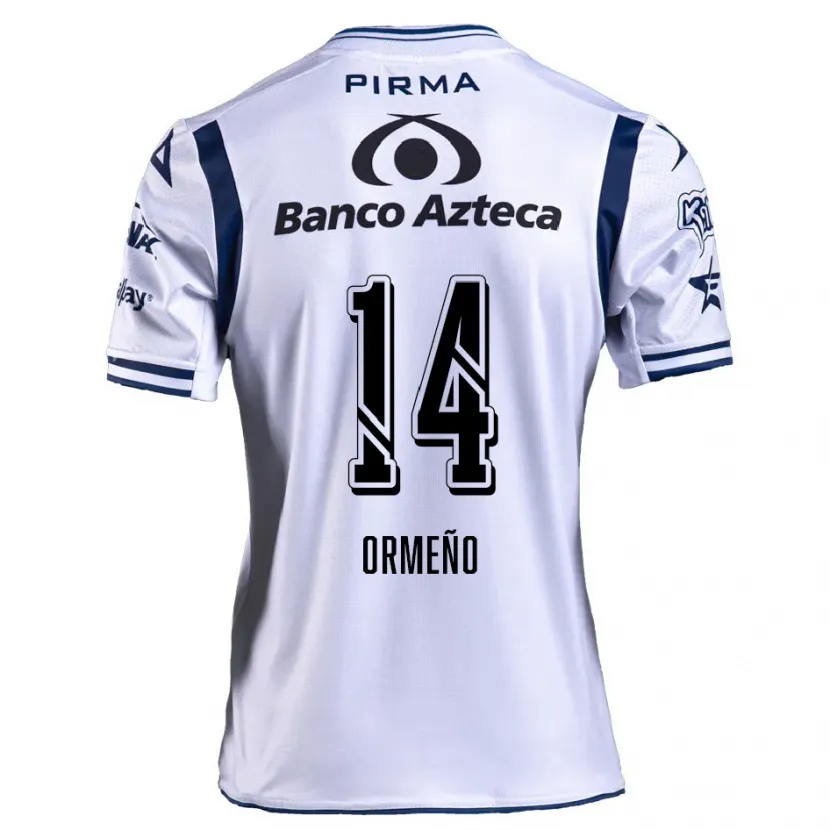 Danxen Criança Camisola Santiago Ormeño #14 Branco Azul Marinho Principal 2024/25 Camisa