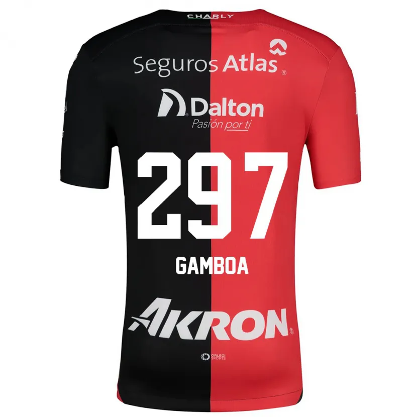 Danxen Criança Camisola Luis Gamboa #297 Vermelho Preto Principal 2024/25 Camisa