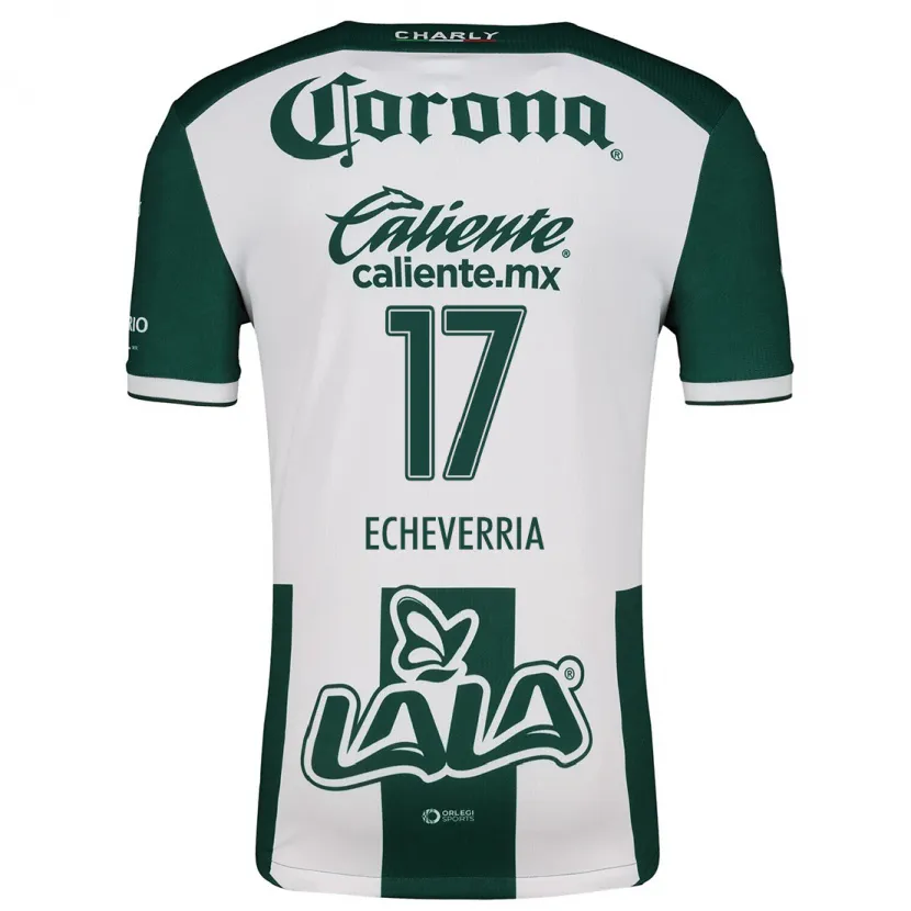 Danxen Criança Camisola Emmanuel Echeverría #17 Verde Branco Principal 2024/25 Camisa