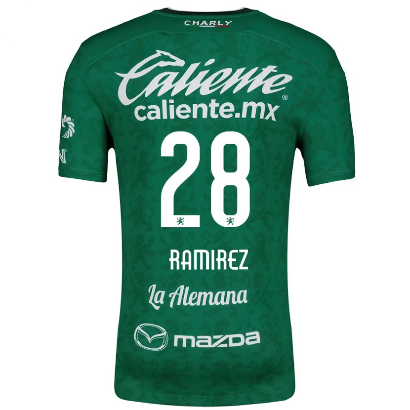 Danxen Criança Camisola David Ramírez #28 Verde Branco Principal 2024/25 Camisa