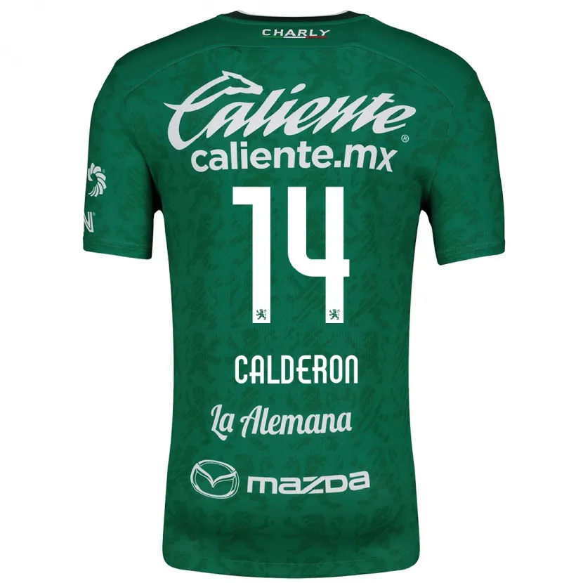 Danxen Criança Camisola Daniela Calderón #14 Verde Branco Principal 2024/25 Camisa