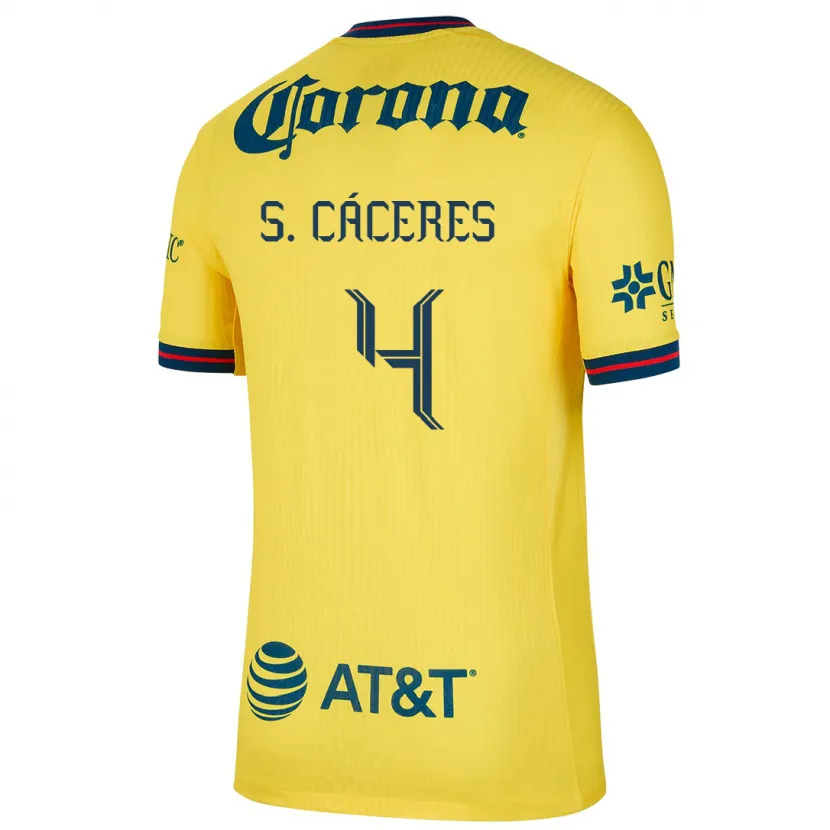 Danxen Criança Camisola Sebastián Cáceres #4 Amarelo Azul Principal 2024/25 Camisa