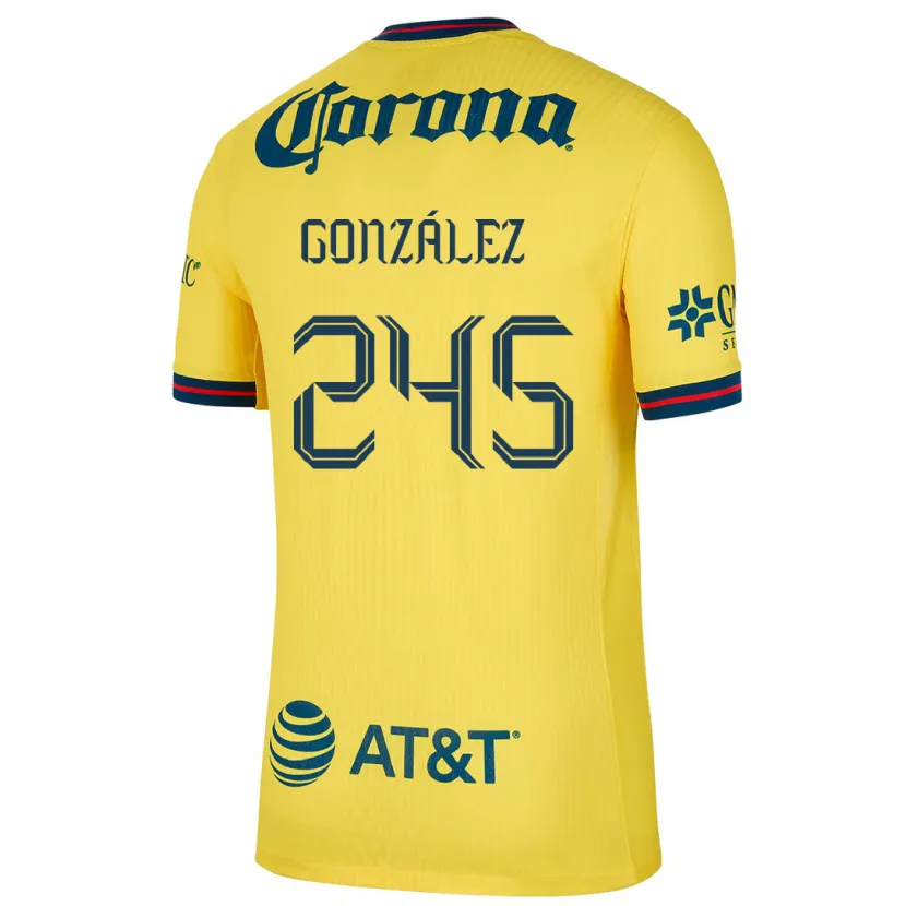 Danxen Criança Camisola Enrique González #245 Amarelo Azul Principal 2024/25 Camisa