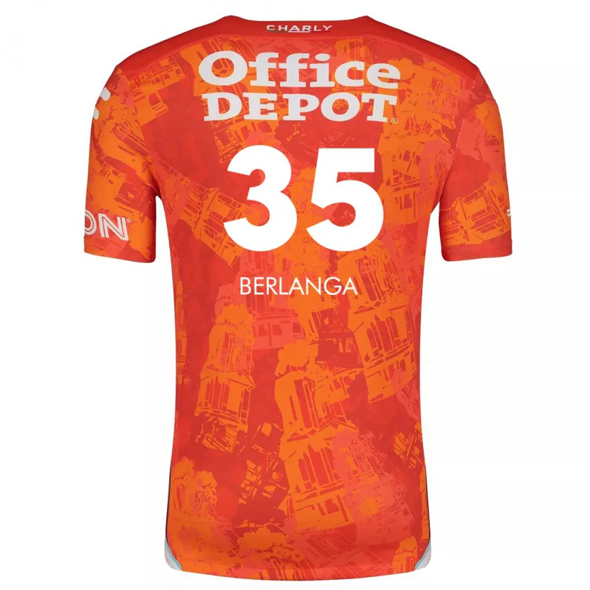 Danxen Criança Camisola Jorge Berlanga #35 Laranja Branco Alternativa 2024/25 Camisa