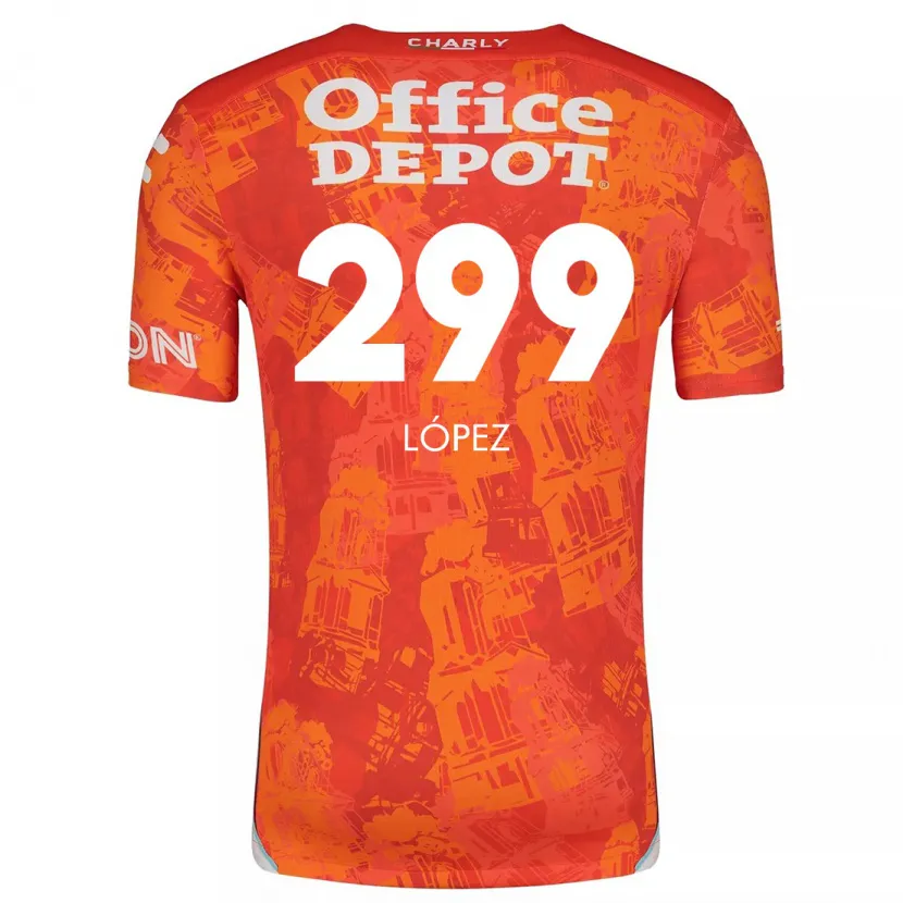Danxen Criança Camisola Santiago López #299 Laranja Branco Alternativa 2024/25 Camisa