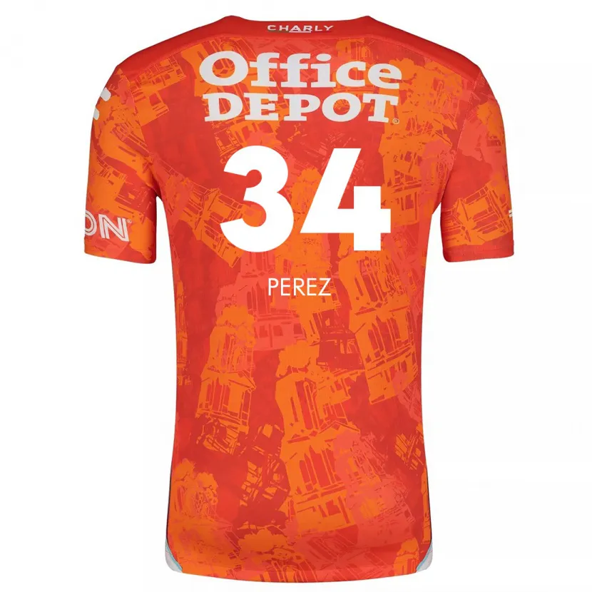 Danxen Criança Camisola Julio Pérez #34 Laranja Branco Alternativa 2024/25 Camisa