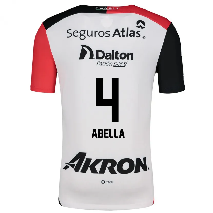 Danxen Criança Camisola José Abella #4 Branco Vermelho Preto Alternativa 2024/25 Camisa