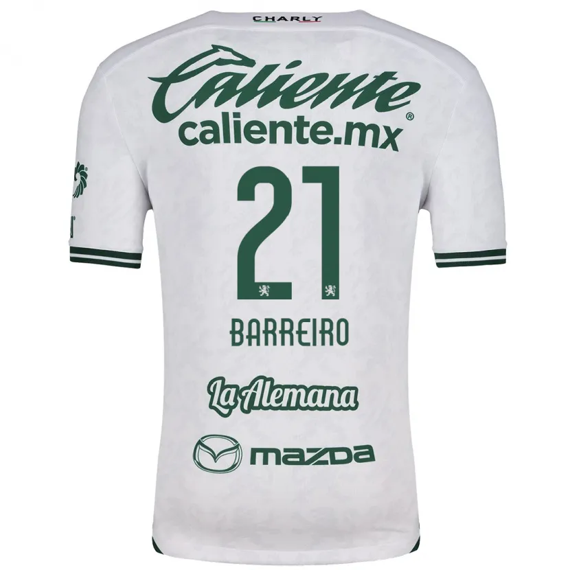 Danxen Criança Camisola Stiven Barreiro #21 Branco Verde Alternativa 2024/25 Camisa