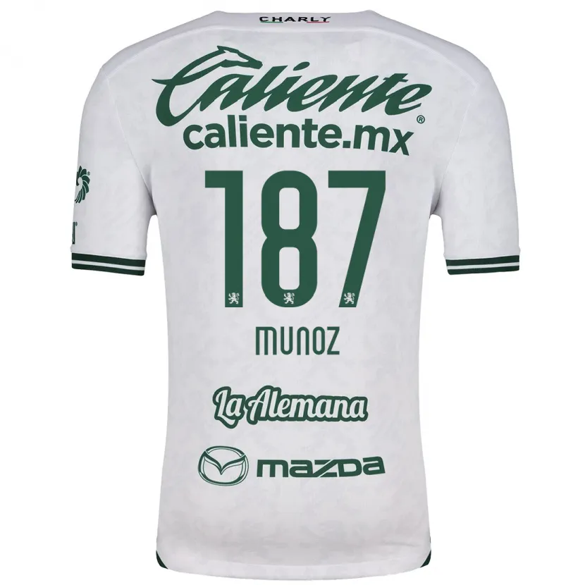 Danxen Criança Camisola Diego Muñoz #187 Branco Verde Alternativa 2024/25 Camisa