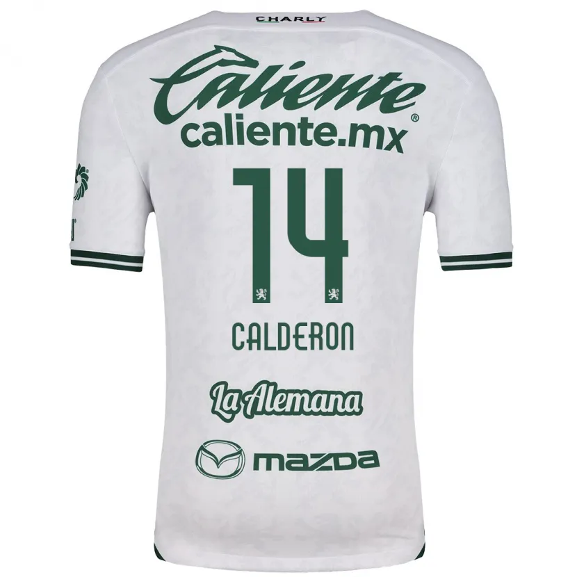 Danxen Criança Camisola Daniela Calderón #14 Branco Verde Alternativa 2024/25 Camisa