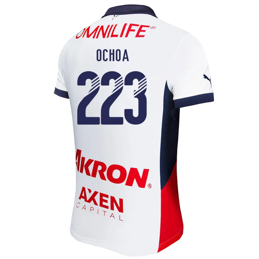 Danxen Criança Camisola Diego Ochoa #223 Branco Vermelho Azul Alternativa 2024/25 Camisa