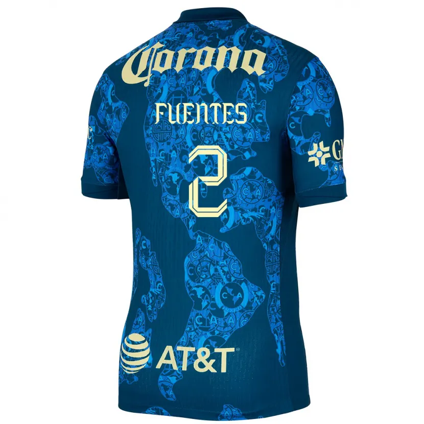 Danxen Criança Camisola Luis Fuentes #2 Azul Amarelo Alternativa 2024/25 Camisa