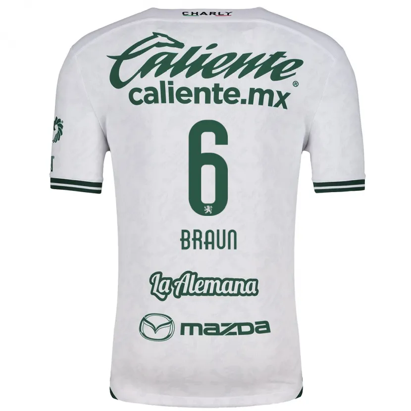 Danxen Homem Camisola Sophia Braun #6 Branco Verde Alternativa 2024/25 Camisa