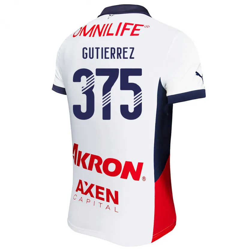 Danxen Homem Camisola Gerson Gutiérrez #375 Branco Vermelho Azul Alternativa 2024/25 Camisa