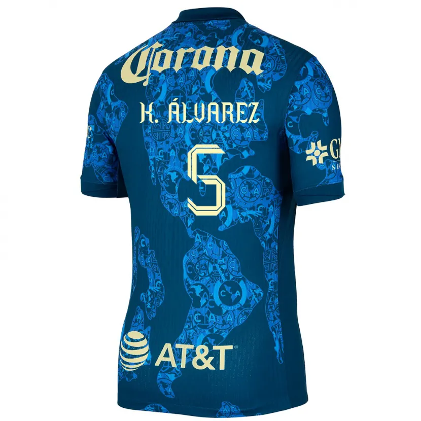 Danxen Homem Camisola Kevin Álvarez #5 Azul Amarelo Alternativa 2024/25 Camisa