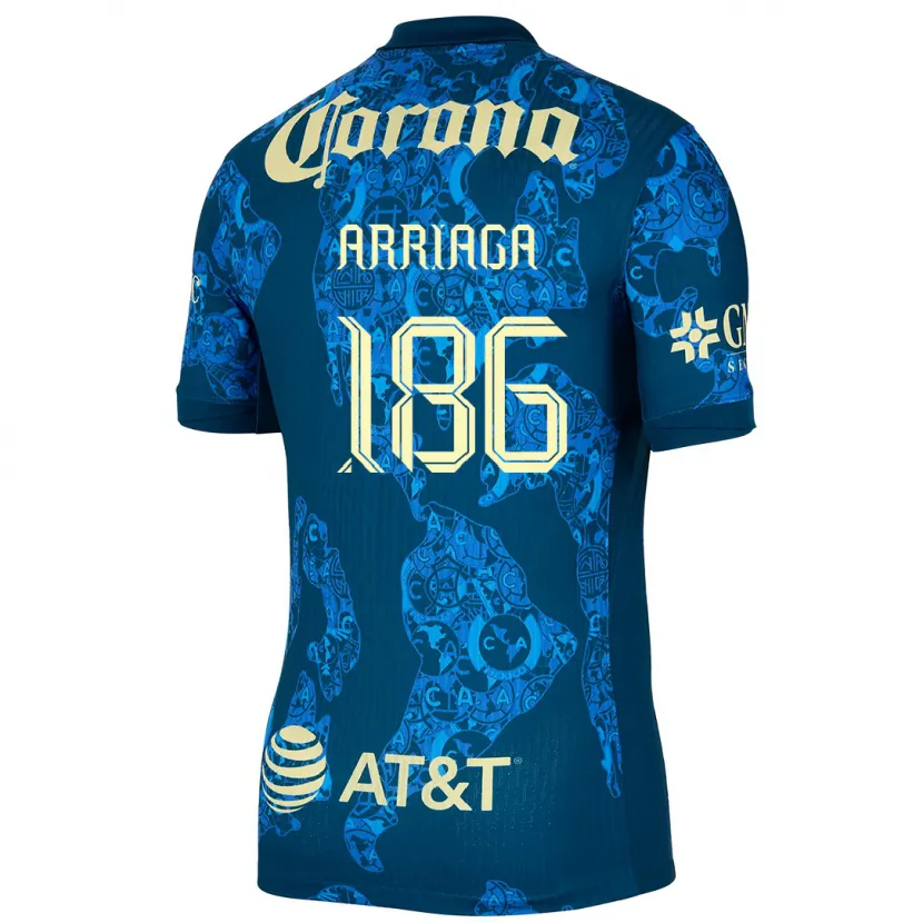 Danxen Homem Camisola Diego Arriaga #186 Azul Amarelo Alternativa 2024/25 Camisa