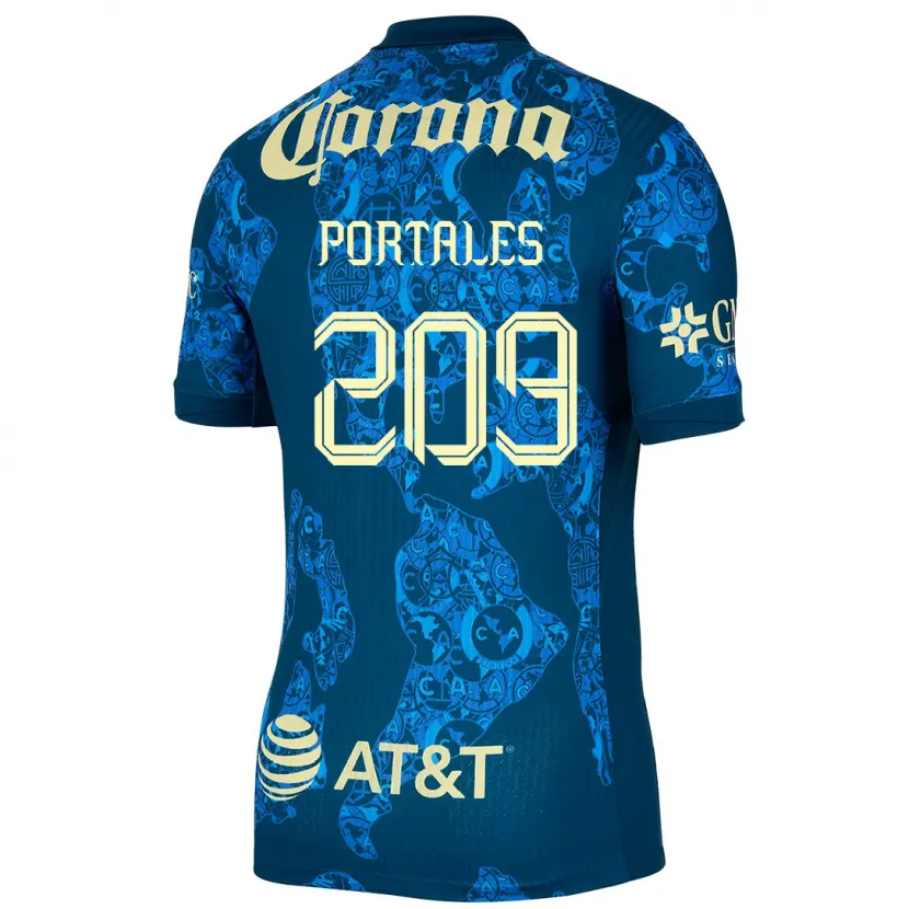 Danxen Homem Camisola Walter Portales #209 Azul Amarelo Alternativa 2024/25 Camisa