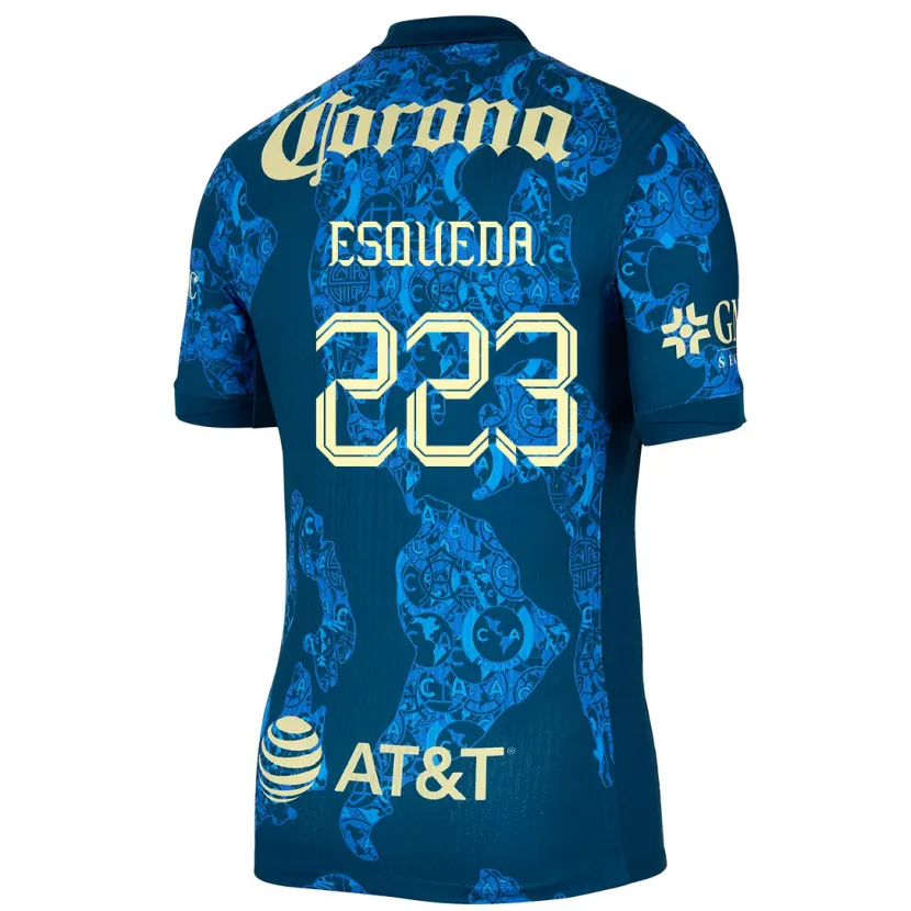 Danxen Homem Camisola Diego Esqueda #223 Azul Amarelo Alternativa 2024/25 Camisa