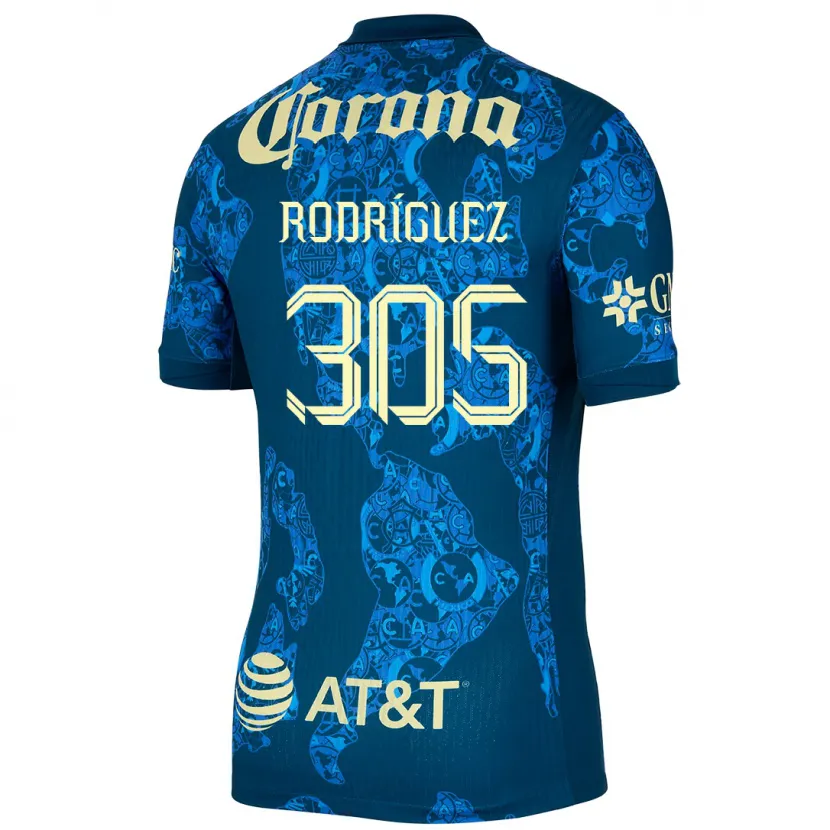Danxen Homem Camisola Bryan Rodríguez #305 Azul Amarelo Alternativa 2024/25 Camisa