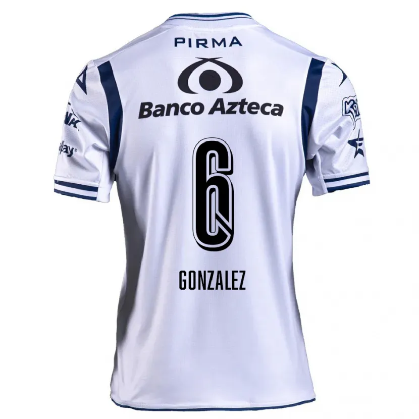 Danxen Mulher Camisola Pablo González #6 Branco Azul Marinho Principal 2024/25 Camisa