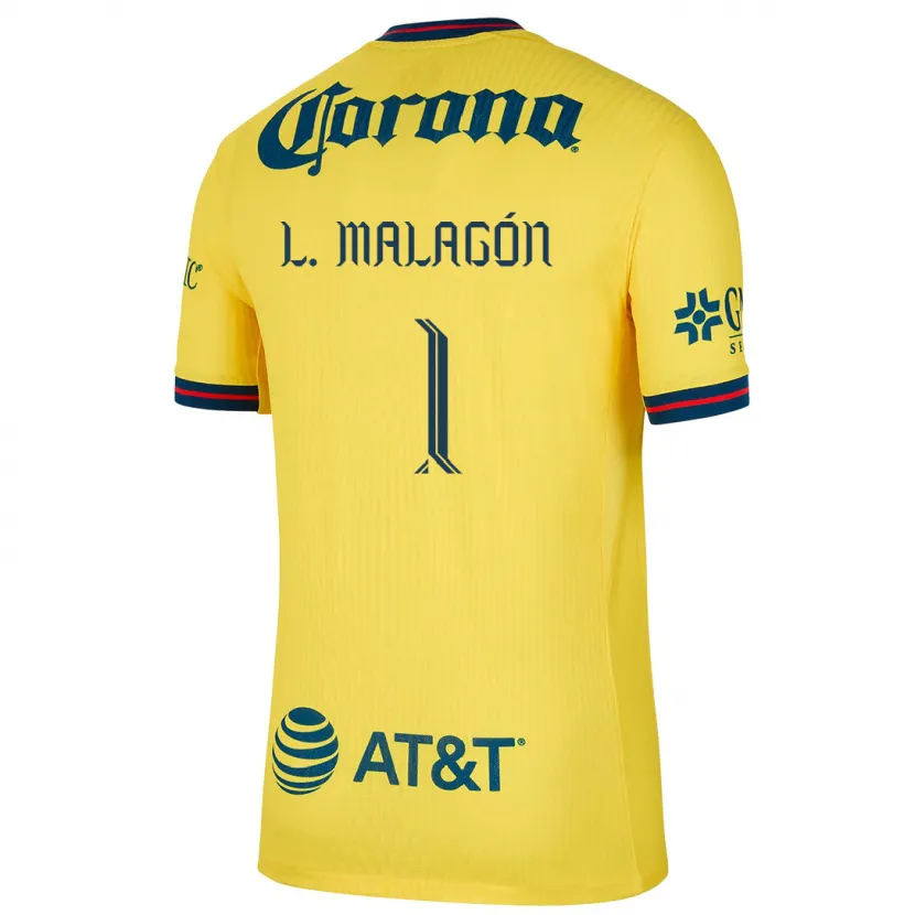 Danxen Mulher Camisola Luis Malagón #1 Amarelo Azul Principal 2024/25 Camisa