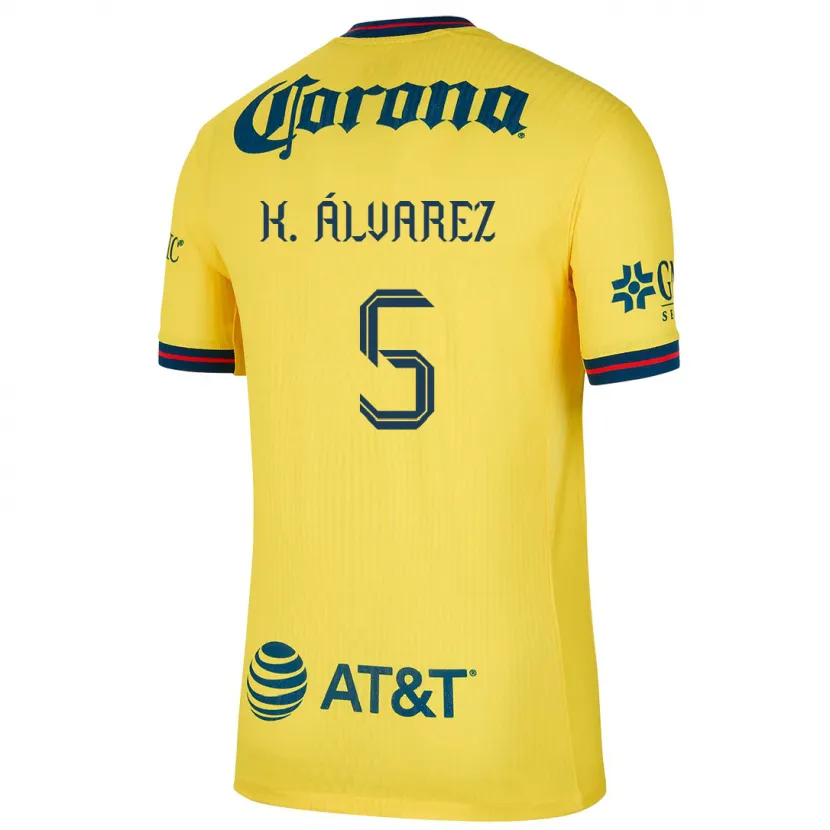 Danxen Mulher Camisola Kevin Álvarez #5 Amarelo Azul Principal 2024/25 Camisa