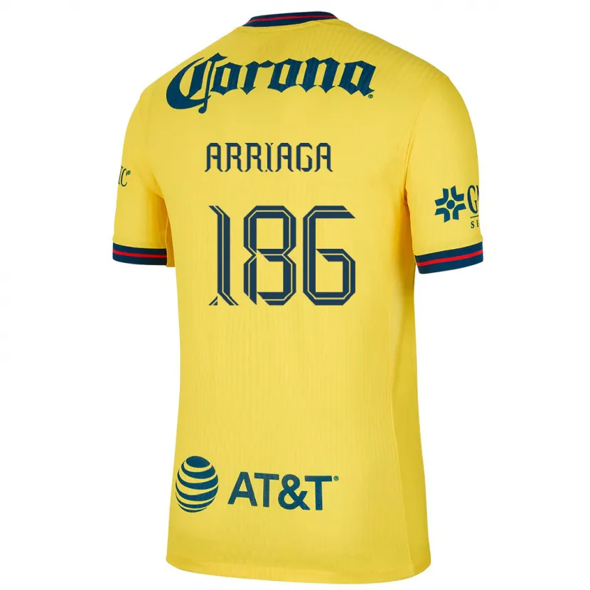 Danxen Mulher Camisola Diego Arriaga #186 Amarelo Azul Principal 2024/25 Camisa