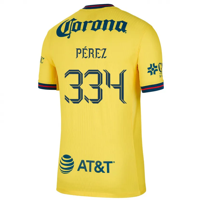 Danxen Mulher Camisola Diego Pérez #334 Amarelo Azul Principal 2024/25 Camisa