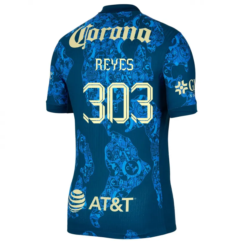 Danxen Mulher Camisola Diego Reyes #303 Azul Amarelo Alternativa 2024/25 Camisa