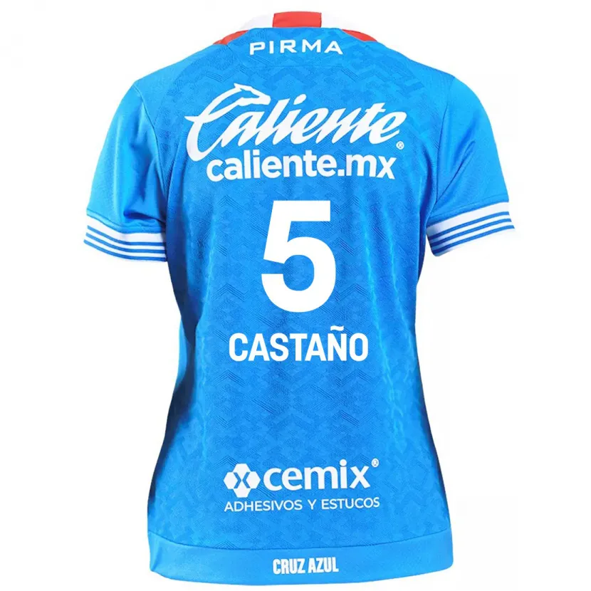 Danxen Criança Camisola Kevin Castaño #5 Céu Azul Principal 2024/25 Camisa