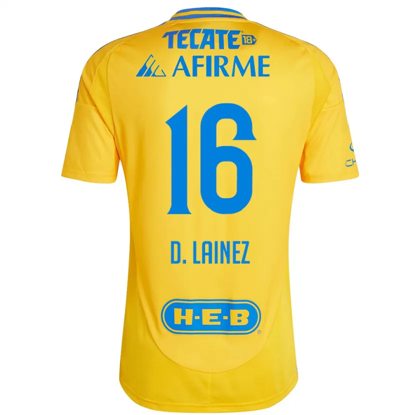 Danxen Criança Camisola Diego Lainez #16 Ouro Amarelo Principal 2024/25 Camisa