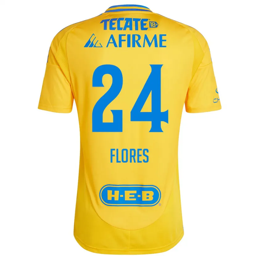 Danxen Criança Camisola Marcelo Flores #24 Ouro Amarelo Principal 2024/25 Camisa