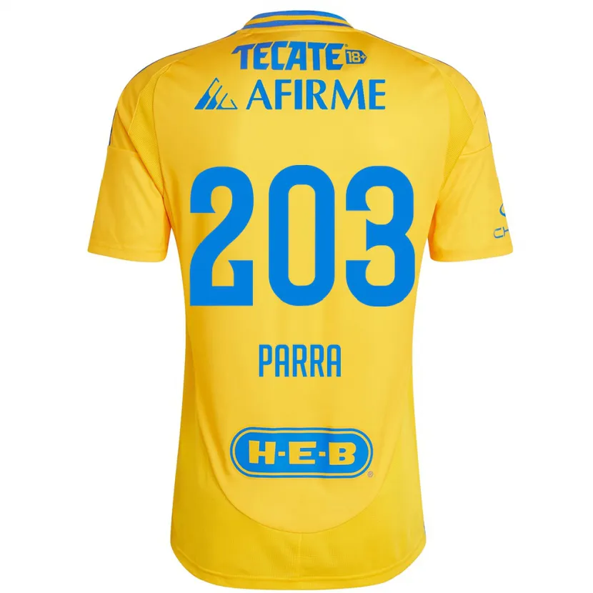 Danxen Criança Camisola Bernardo Parra #203 Ouro Amarelo Principal 2024/25 Camisa