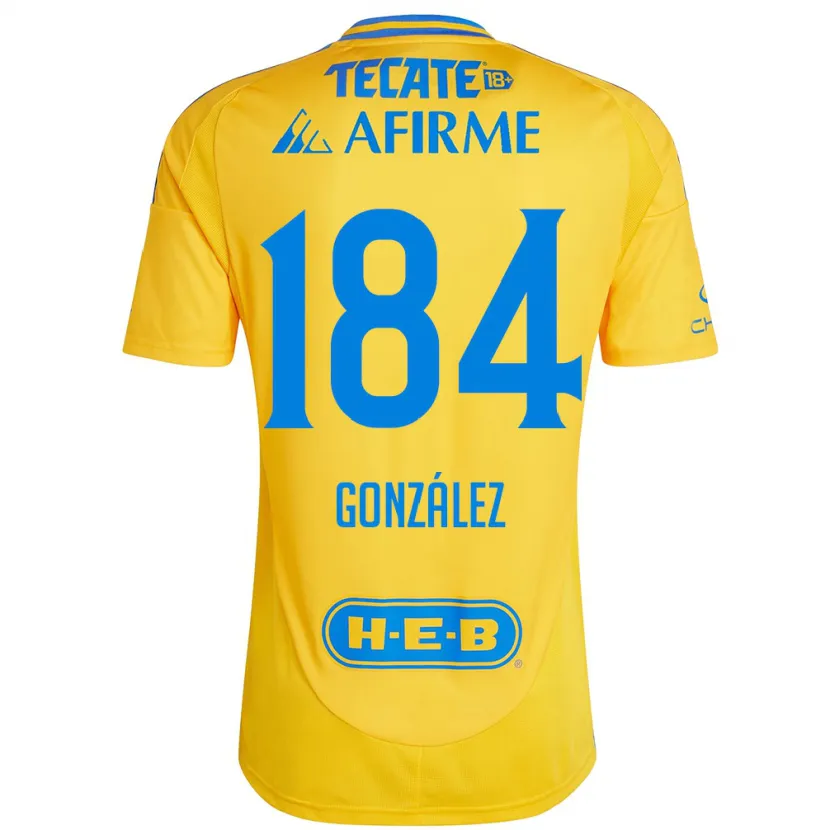 Danxen Criança Camisola Erick González #184 Ouro Amarelo Principal 2024/25 Camisa